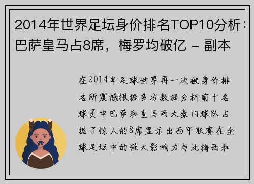 2014年世界足坛身价排名TOP10分析：巴萨皇马占8席，梅罗均破亿 - 副本